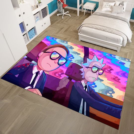 Rick And Rickandmorty Rug, Colorful Rug, Anime Rug, Custom Area Rug, Nursery Decor, Gift for Him
