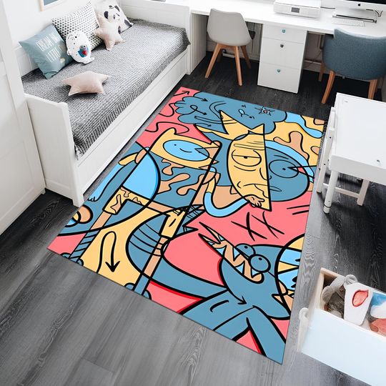 Rick And Rickandmorty Rug, Colorful Rug, Anime Rug, Custom Area Rug, Nursery Decor, Gift for Him