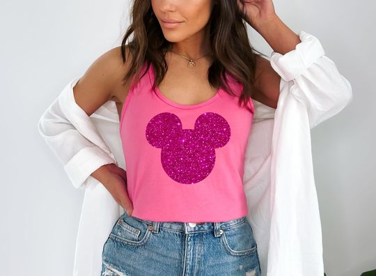 Discover Disney glitter shirt - Disney World shirt - Disney Epcot shirt - retro 1980 1990 - disney tank - Mickey monochromatic shirt  Disneyland