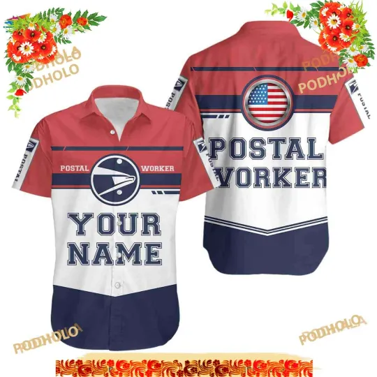 Postal Worker Logo Hawaiian Shirt, Postal Worker 3D Hawaii Shirt