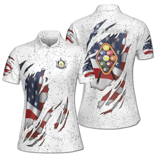 Women's Billiard 9 Ball Pool Polo Shirt