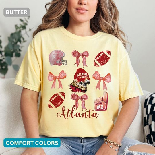 Atlanta Football Shirt, Vintage Game Day T-Shirt, Coquette Bow Atlanta Top