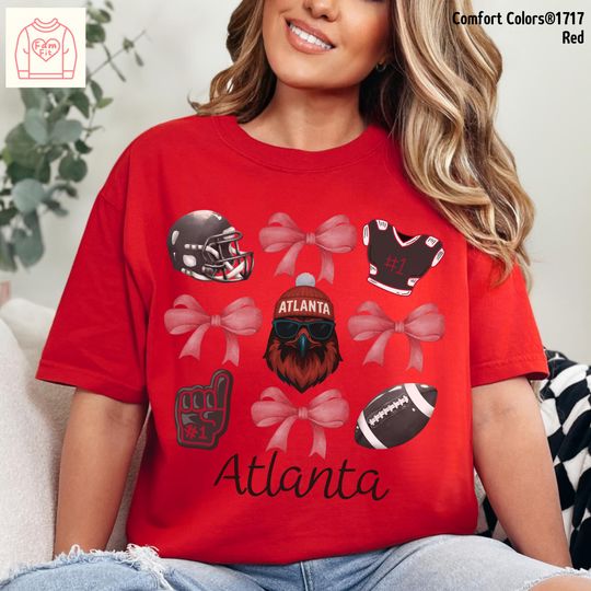 Atlanta Coquette Bow Football Shirt - perfect for Atlanta Game Day, Bow Tshirt