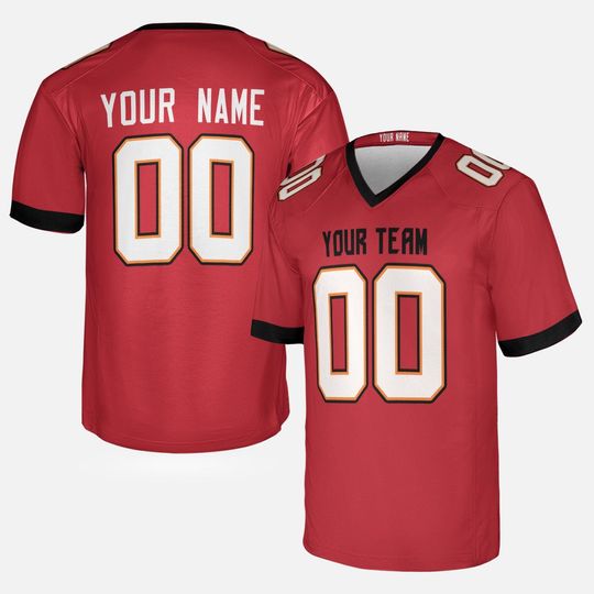 Custom Tampa Bay Buccaneers Football Jersey - Red, Personalized Team Name & Number, Unisex