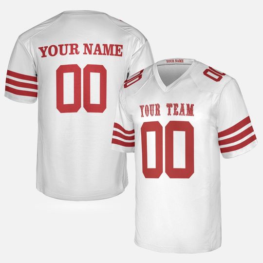 Custom San Francisco 49ers Football Jersey Men Women White Personalized Team Name & Number