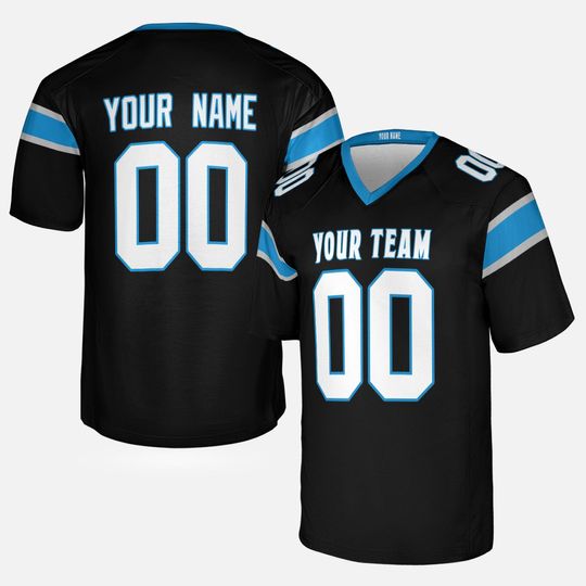Custom Carolina Panthers Football Jersey - Black, Personalized Team Name & Number, Men & Women