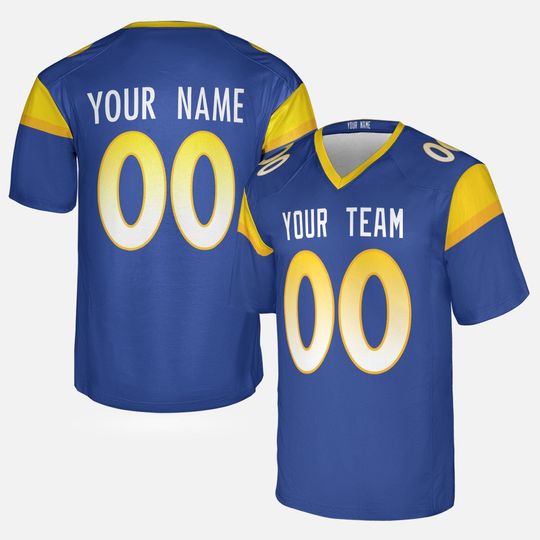 Custom Los Angeles Rams Football Jersey - Royal, Personalized Team Name & Number, Men and Women