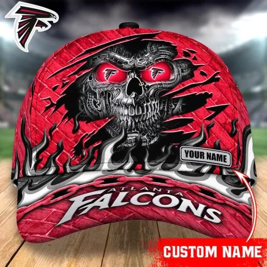 Personalized Atlanta Falcons Skull Style Classic Cap. Sport Gift Idea For Fans.