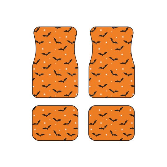 Spooky Halloween Car Mats (Set of 4) - Bat Pattern, Autumn Decor, Halloween Gift, Spooky Car Accessories, Fall Vibes