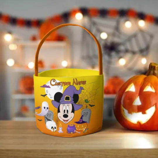Personalized Halloween Mickey & Friends Halloween Trick Or Treat Fabric Basket