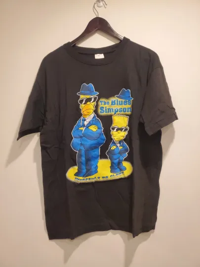 Vintage 1998 The Simpsons Blues Brothers Homer Bart T-Shirt