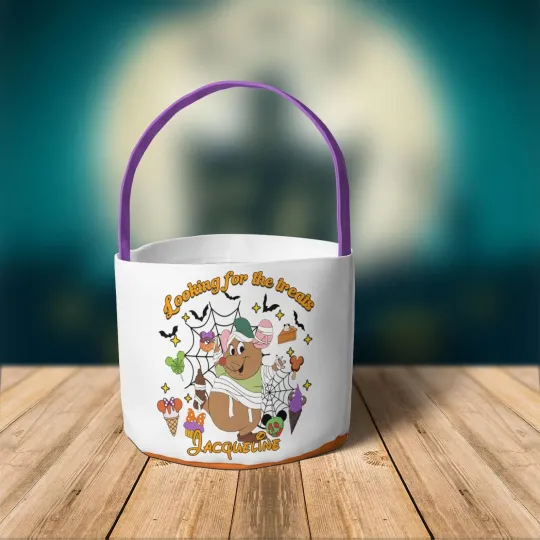 Personalized Gus Gus Mouse Mummy Cinde Halloween Fabric Candy Basket