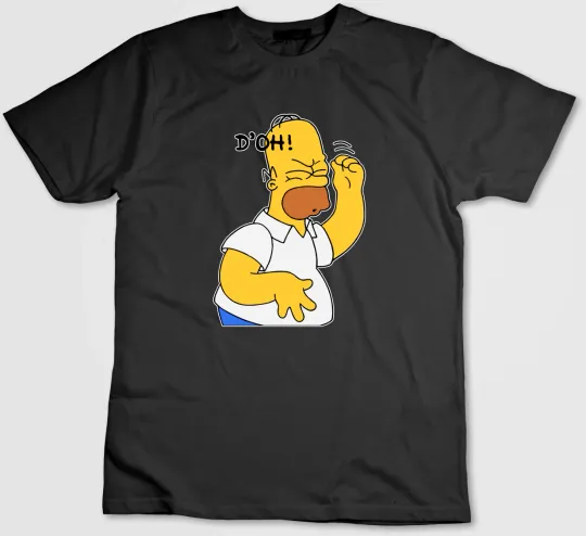 Homer Simpson Simpsons, Short Sleeve T Shirt Men / Woman