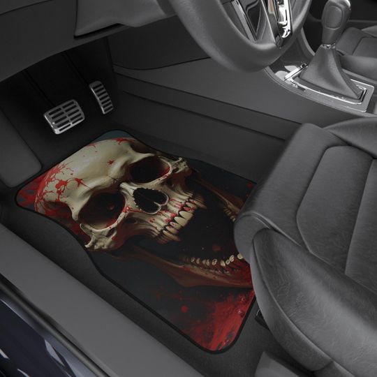 Gothic Vampire Skull Car Mats, Halloween Auto Floor Liners, Spooky Car Accessories, Bloody Goth Vehicle Decor, Horror Goth Car Dcor