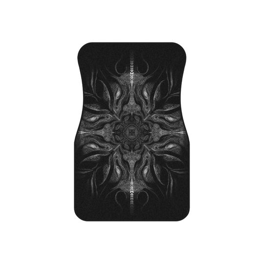 Gothic Car Floor Mats, Black Floral Design, Unique Auto Accessories, Custom Car Interior, Perfect for Halloween and Everyday Use