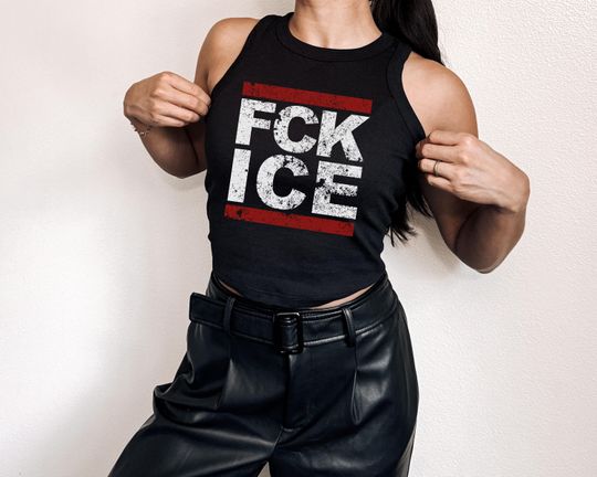 Fuck ICE Cropped Tank Top: Pro-Immigration Protest Tee