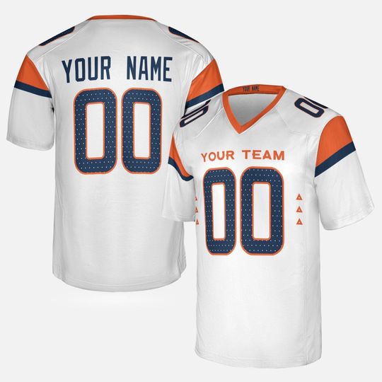 Custom Denver Broncos Football Jersey - White, Personalized Team Name & Number, Men and Women