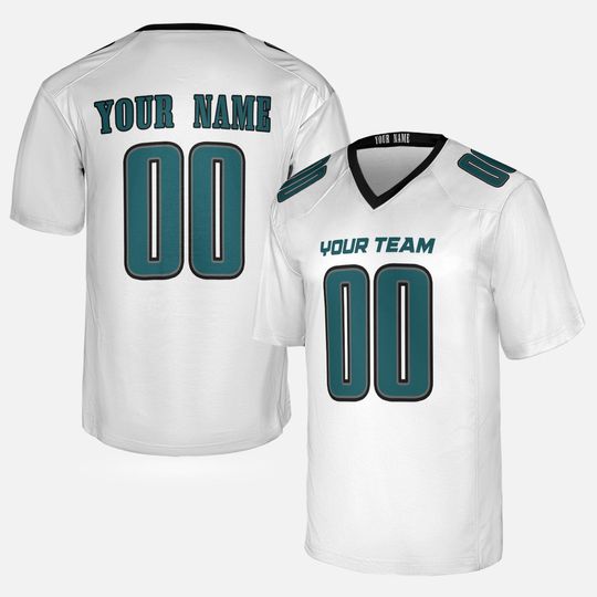 Custom Philadelphia Eagles Football Jersey - White, Personalized Team Name & Number, Men and Women