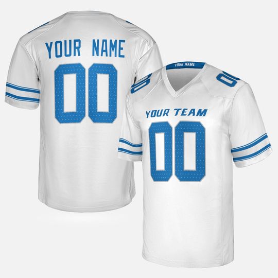 Custom Detroit Lions Football Jersey - White, Personalized Team Name & Number for Men & Women