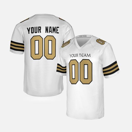 Custom New Orleans Saints Football Jersey - White, Personalized Team Name & Number for Men and Women