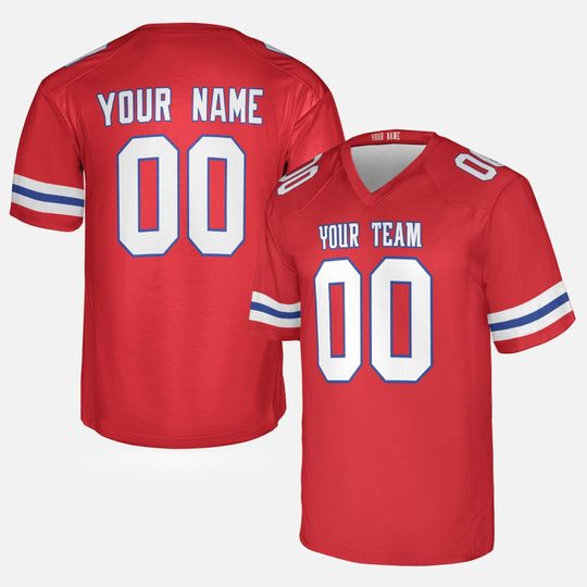 Custom New England Patriots Football Jersey – Red, Personalized Team Name & Number for Men and Women