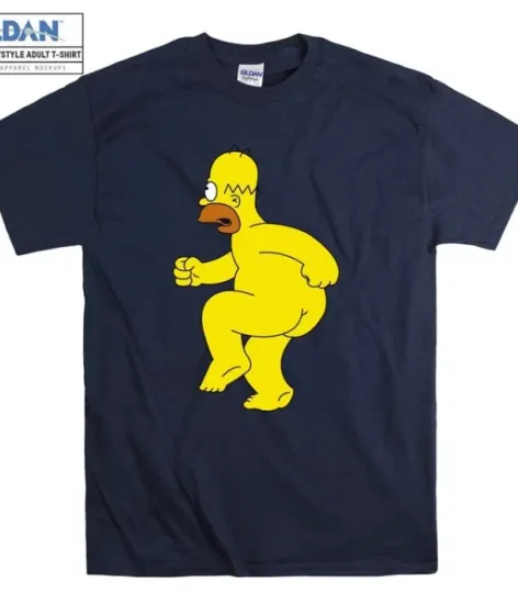 New T-Shirt Unisex The Simpsons Homer Simpson Naked T shirt Art Cartoon T-shirt