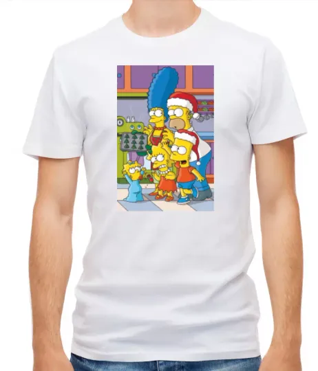 The Simpsons Christmas, W/B Short Sleeve Men T Shirt