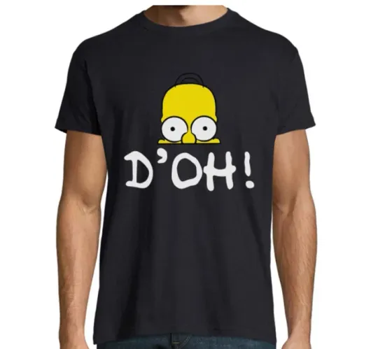 T-Shirt Unisex The Simpsons Homer D’oh T-shirt, Cartoon TV Show Tee Shirt