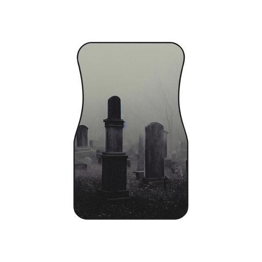 Gothic Car Mats Set, Spooky Auto Accessories, Halloween Decor, Unique Car Floor Mats, Graveyard Theme, Set of 4 Automotive Mats