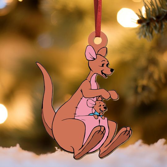 Vintage Roo Giving Kanga Flowers Wood Ornament, Disney Winnie The Pooh Wood Ornament, Christmas Tree Decoration, Holiday Gift