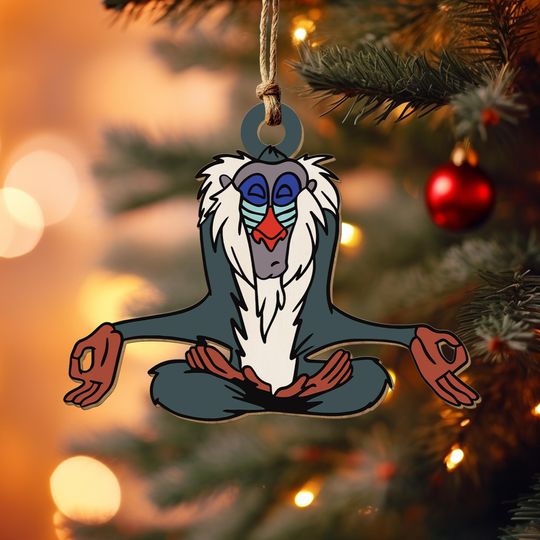 Rafiki Lion King Yoga Wood Ornament, Meditating Rafiki Ornament, Disney Christmas Tree Decor, Vintage Disney Ornament, Holiday Gift