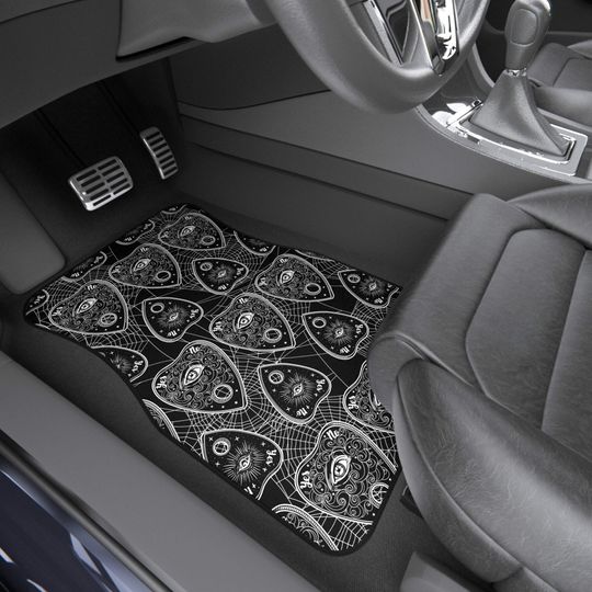 Ouija Spiderwebs Car Mats | Goth Punk Horror Alternative Whimsigoth Witchy Halloween Personalized Truck SUV Automotive Floor Protection Gift