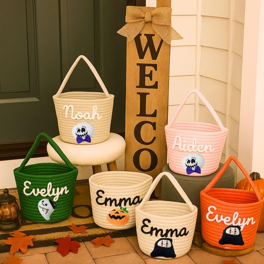 Halloween Trick or Treat Basket, Trick or Treat Bag, Trick or Treat Bucket, Halloween Candy Basket, Halloween Candy Bag, Halloween Tote