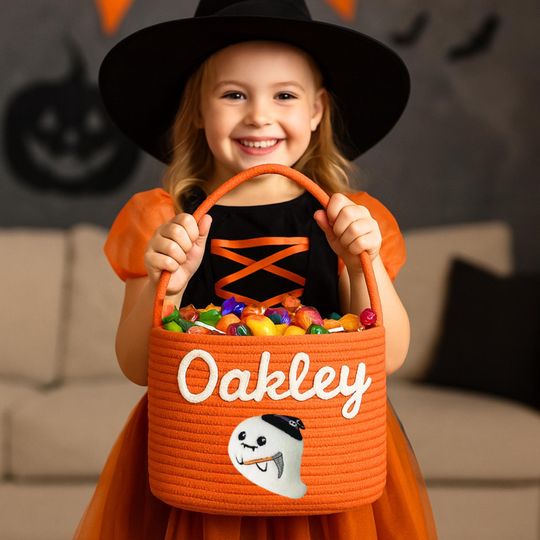 Trick or Treat Bag, Halloween Trick or Treat Basket, Trick or Treat Bucket, Halloween Candy Basket, Halloween Candy Bag, Halloween Tote