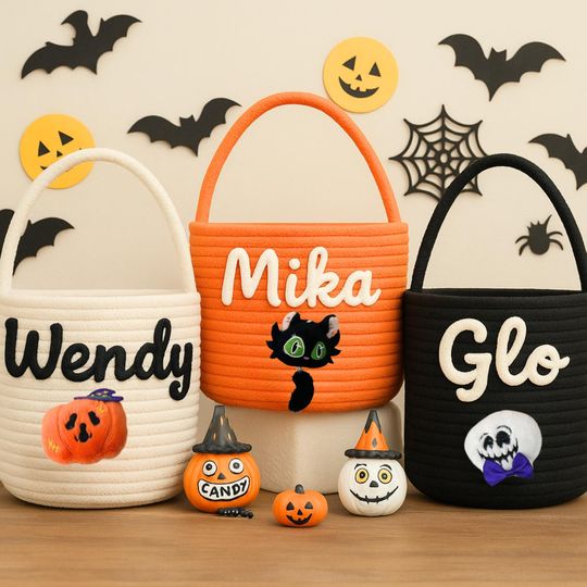 Trick or Treat Bag, Halloween Trick or Treat Basket, Trick or Treat Bucket, Halloween Candy Basket, Halloween Candy Bag, Halloween Tote