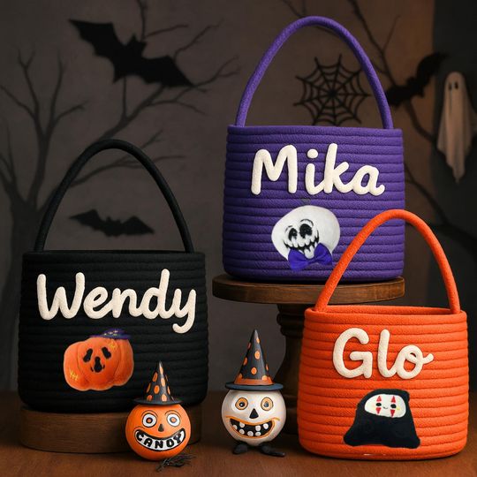 Halloween Trick or Treat Basket, Trick or Treat Bag, Trick or Treat Bucket, Halloween Candy Basket, Halloween Candy Bag, Halloween Tote