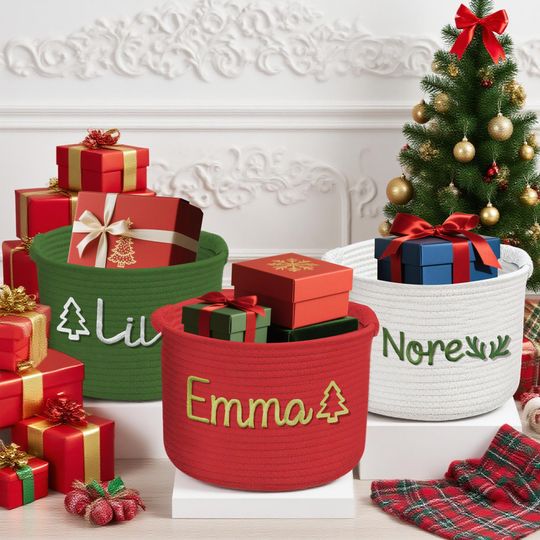 Personalized Christmas Baby Basket: Holiday Keepsake Storage