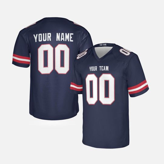 Custom New England Patriots Football Jersey - Navy, Personalized Team Name & Number, Men and Women