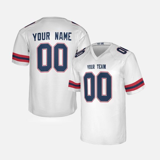 Custom New England Patriots Football Jersey White Men Women Personalized Team Name & Number