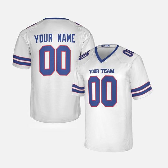 Custom Buffalo Bills Football Jersey White Men Women Personalized Team Name & Number