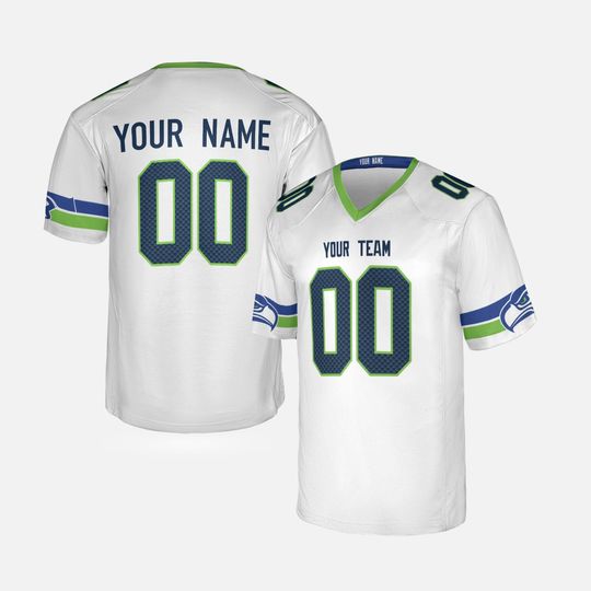 Custom Seattle Seahawks Football Jersey White Men Women Personalized Team Name & Number