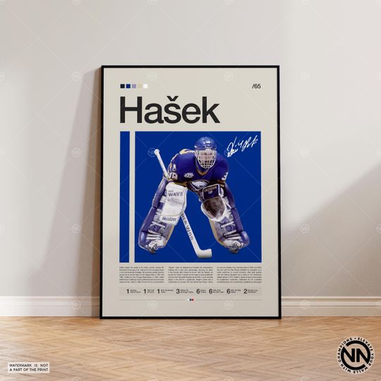 Dominik Hasek Poster, Buffalo Sabres Poster, NHL Poster, Hockey Poster, Sports Poster, Mid-Century Modern, Sports Bedroom Posters