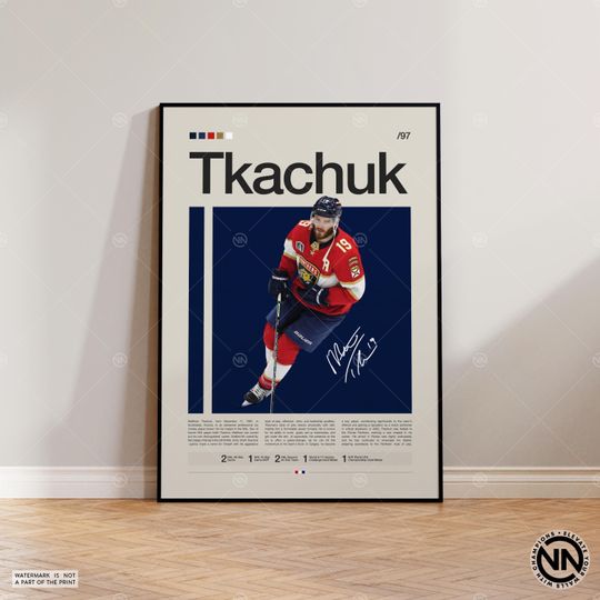 Matthew Tkachuk Poster, Florida Panthers Poster, NHL Poster, Hockey Poster, Sports Poster, Mid-Century Modern, Sports Bedroom Posters