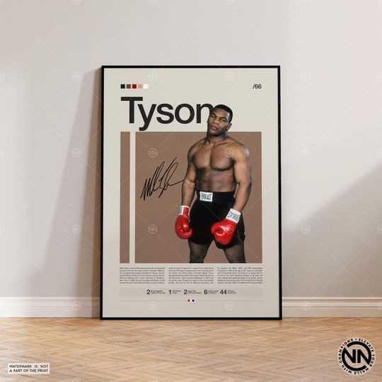 Mike Tyson Poster, Boxing Poster, Sports Poster, Boxing Wall Art, Mid-Century Modern, Motivational Poster, Sports Bedroom Posters