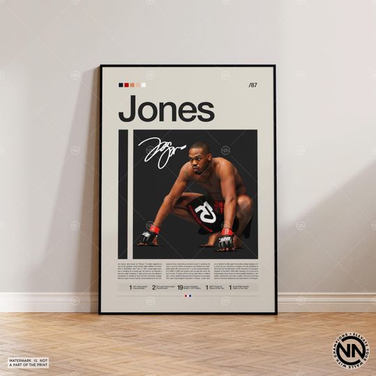 Jon Jones Poster, UFC Poster, MMA Poster, Boxing Poster, Sports Poster, Mid-Century Modern, Motivational Poster, Sports Bedroom Posters