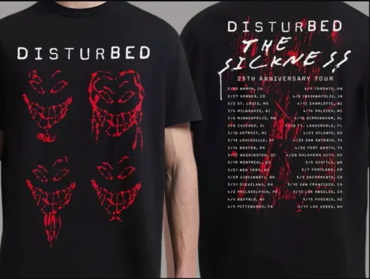 Disturbed The Sickness 25th Anniversary Tour T-Shirt, Unisex