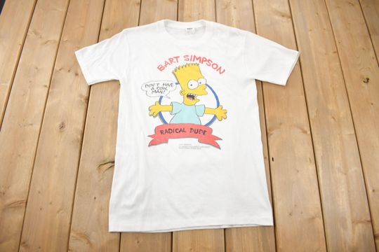 Vintage 1989 Bart Simpson Radical Dude Graphic T-Shirt / The Simpsons