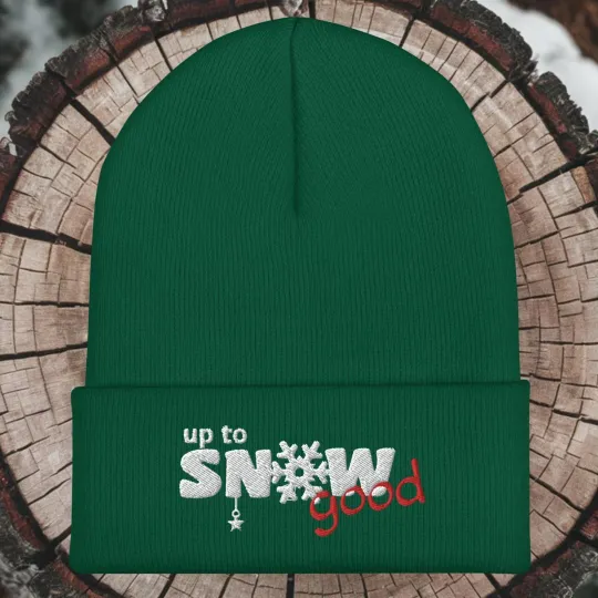 Up to Snow Good Christmas Cuffed Knit Beanie Hat for Men Women