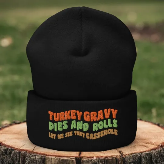Thanksgiving Turkey Gravy Pies Knit Beanie Hat for Men Women
