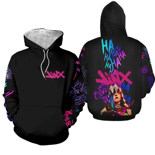 League of Legends Jinx Hoodie Unisex, Arcane Vi & Powder 3D Hoodie